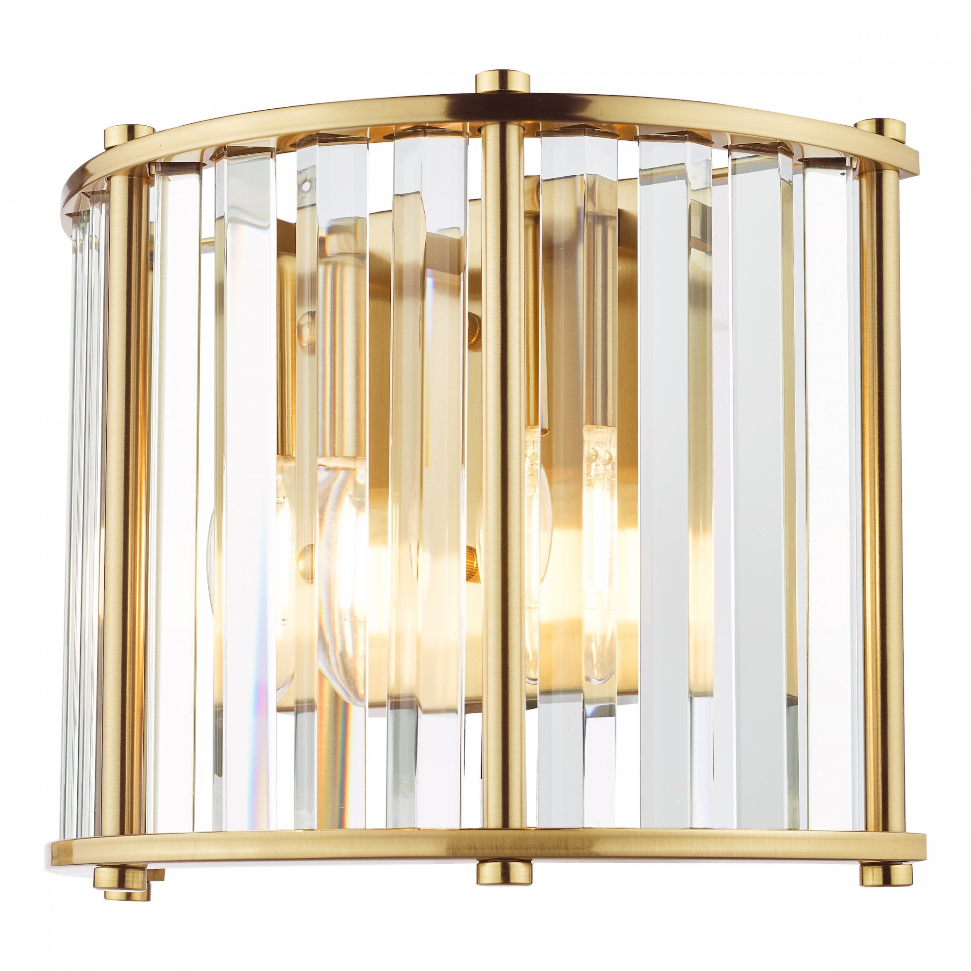 Kiran 2 Light Wall Light In Natural Brass Finish With Crystal Glass KIR0935