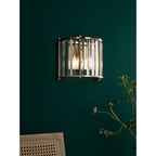 Kiran 2 Light Wall Light In Natural Brass Finish With Crystal Glass KIR0935