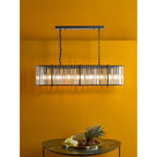 Kiran 7 Light Bar Pendant In Satin Black With Crystal Glass KIR3422