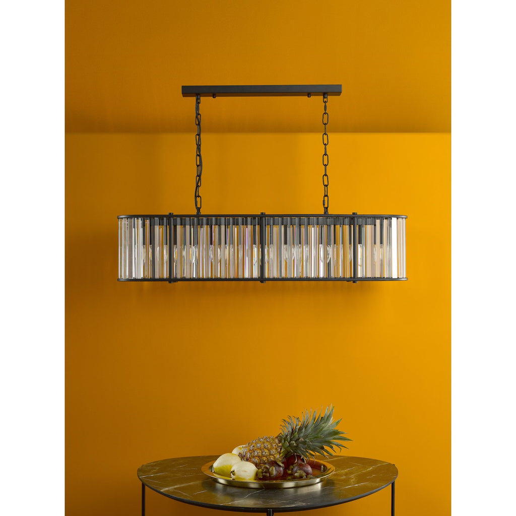 Kiran 7 Light Bar Pendant In Satin Black With Crystal Glass KIR3422
