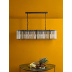 Kiran 7 Light Bar Pendant In Satin Black With Crystal Glass KIR3422