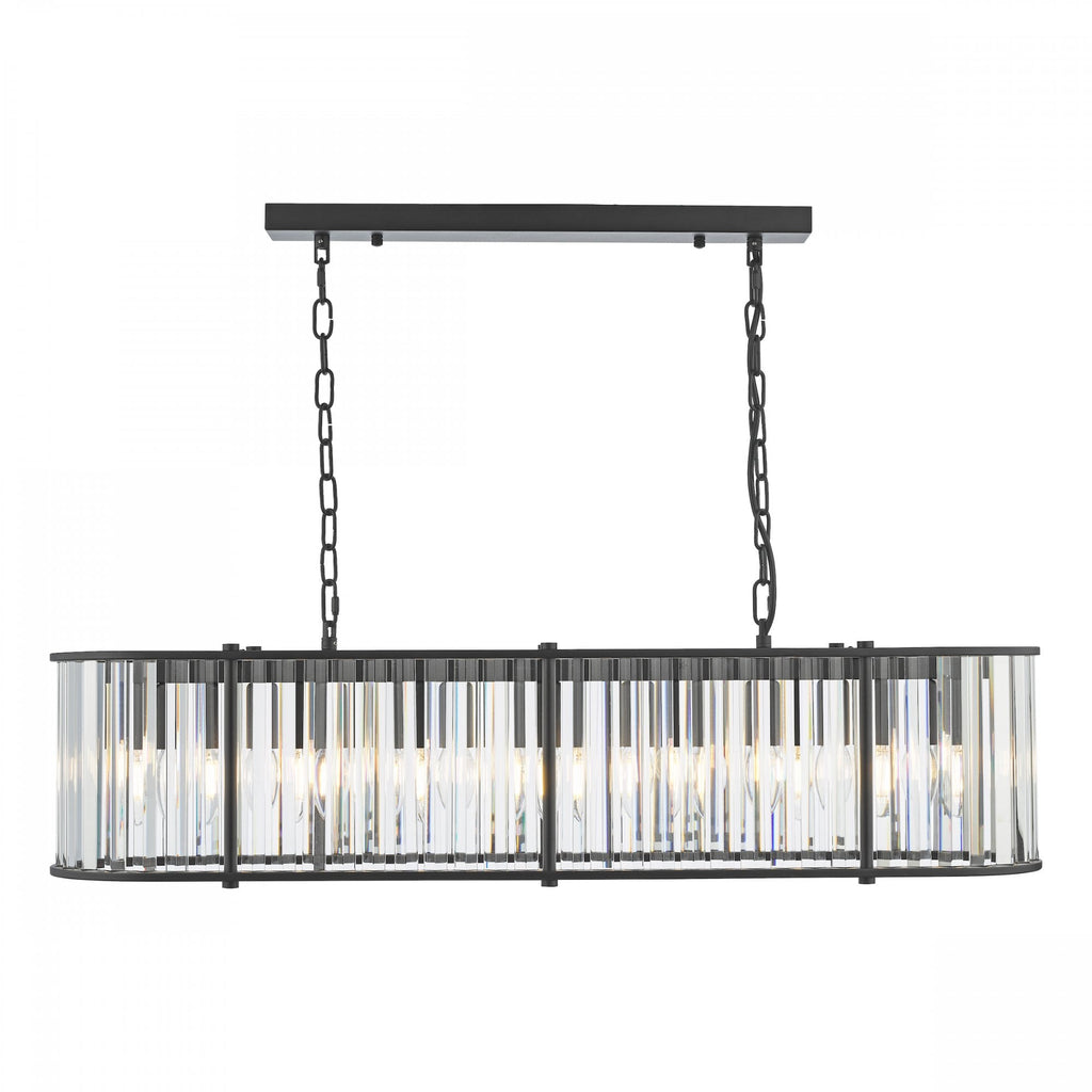 Kiran 7 Light Bar Pendant In Satin Black With Crystal Glass KIR3422