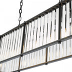 Kiran 7 Light Bar Pendant In Satin Black With Crystal Glass KIR3422