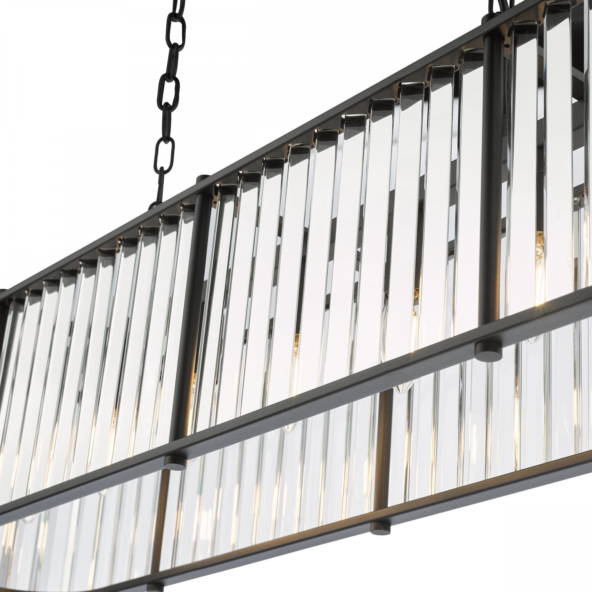 Kiran 7 Light Bar Pendant In Satin Black With Crystal Glass KIR3422