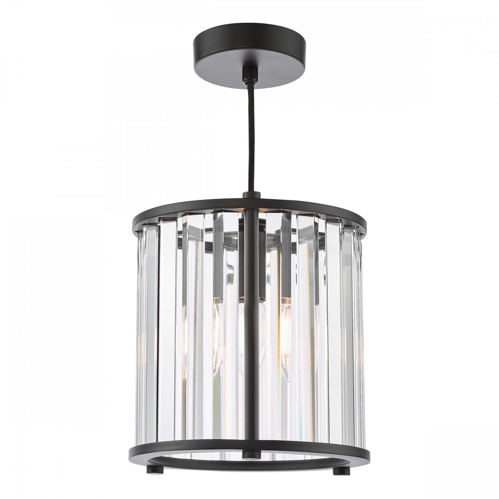 Kiran Ceiling Pendant In Satin Black Finish With Crystal Glass KIR0122