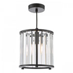 Kiran Ceiling Pendant In Satin Black Finish With Crystal Glass KIR0122