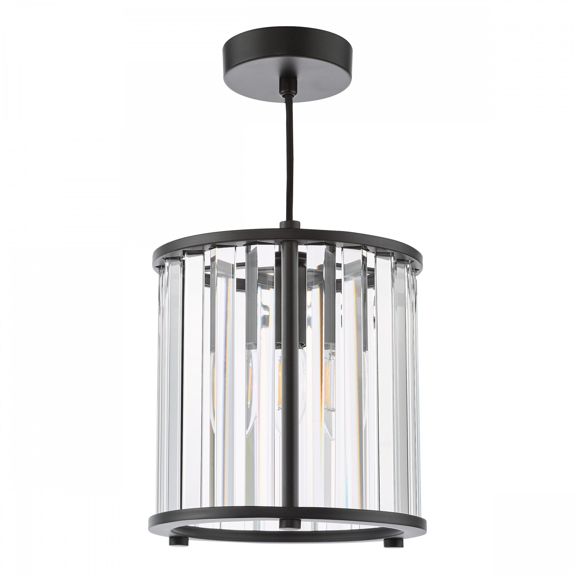 Kiran Ceiling Pendant In Satin Black Finish With Crystal Glass KIR0122