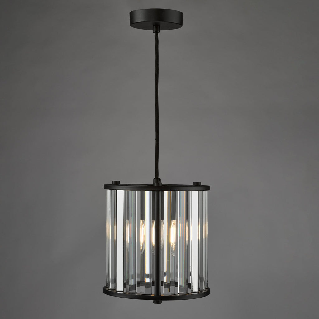 Kiran Ceiling Pendant In Satin Black Finish With Crystal Glass KIR0122