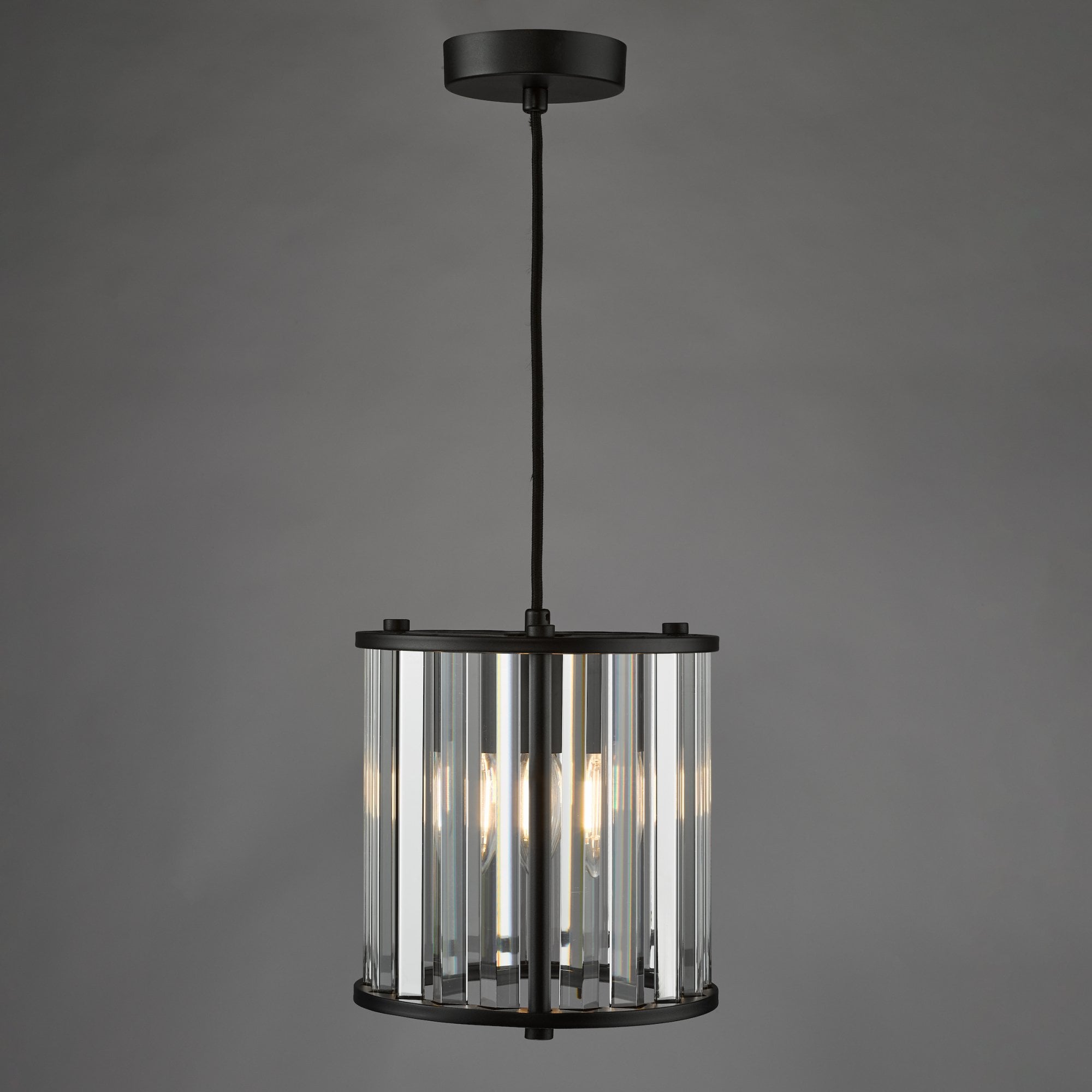 Kiran Ceiling Pendant In Satin Black Finish With Crystal Glass KIR0122
