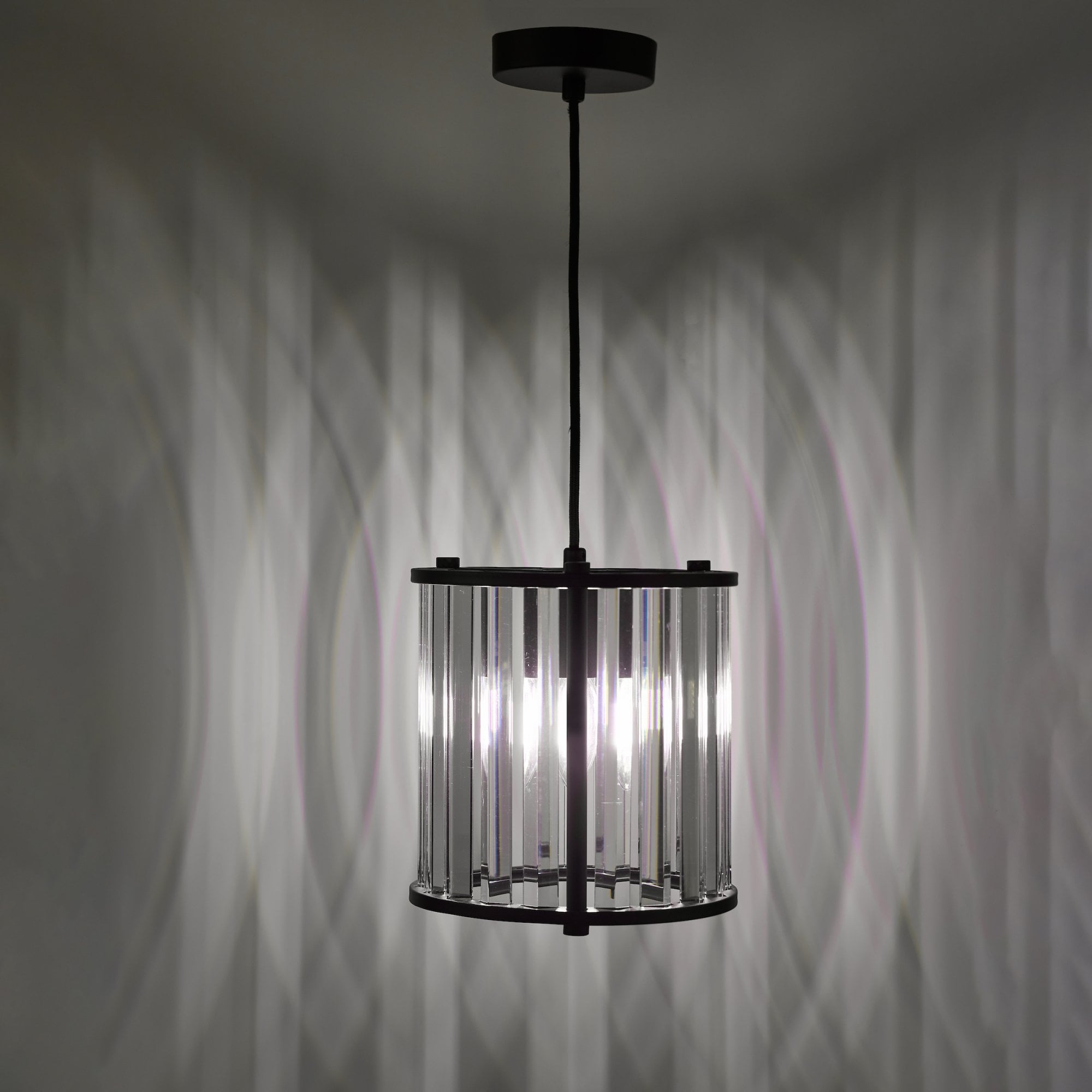 Kiran Ceiling Pendant In Satin Black Finish With Crystal Glass KIR0122