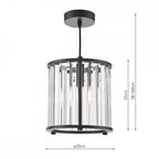 Kiran Ceiling Pendant In Satin Black Finish With Crystal Glass KIR0122