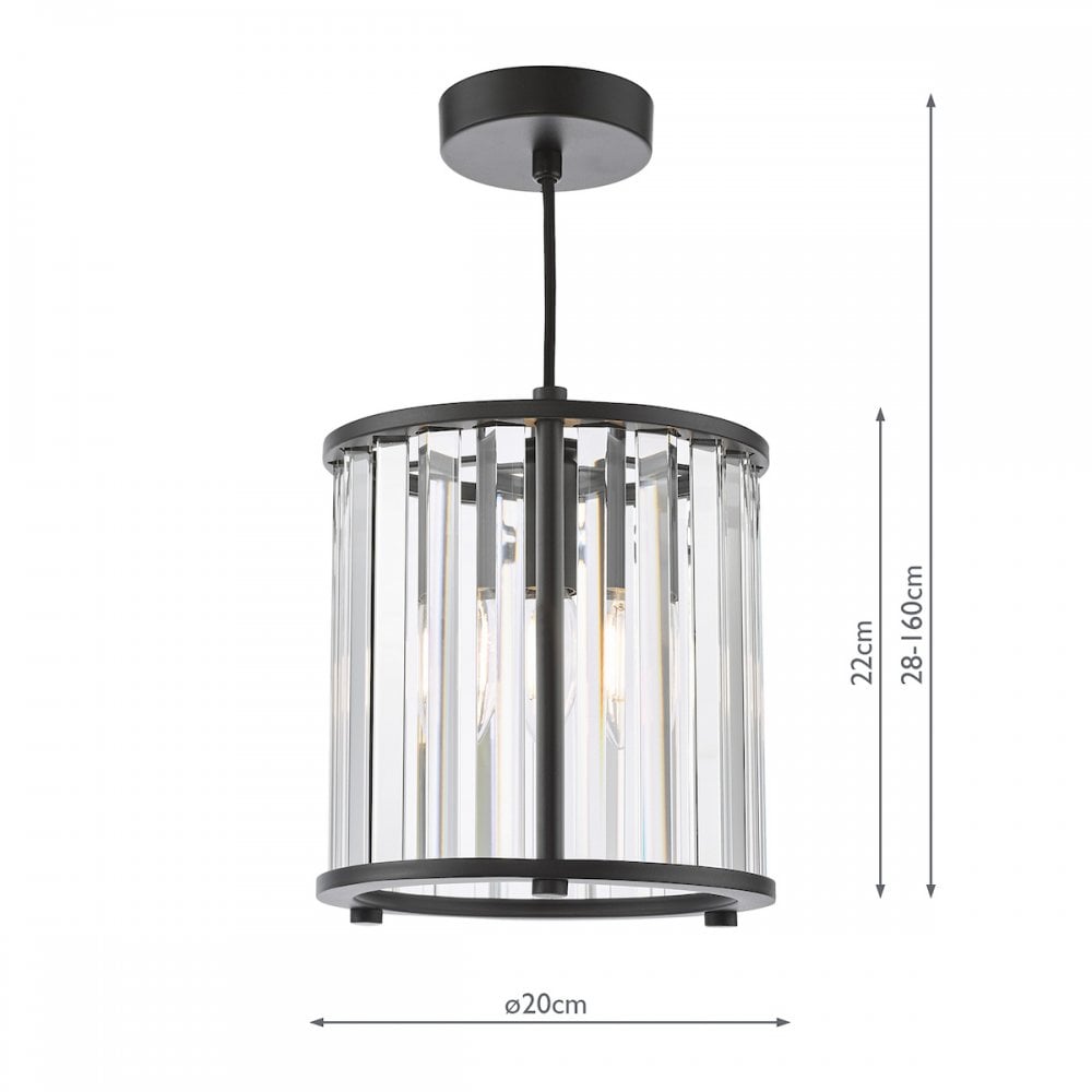 Kiran Ceiling Pendant In Satin Black Finish With Crystal Glass KIR0122