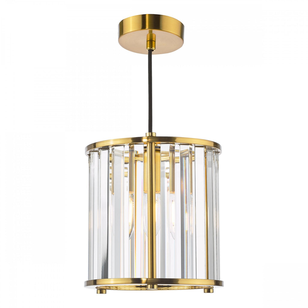 Kiran Ceiling Pendant In Natural Brass Finish With Crystal Glass KIR0135