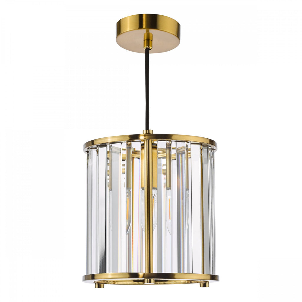 Kiran Ceiling Pendant In Natural Brass Finish With Crystal Glass KIR0135