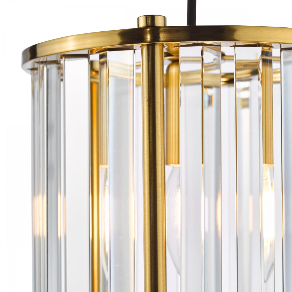 Kiran Ceiling Pendant In Natural Brass Finish With Crystal Glass KIR0135