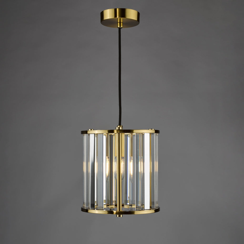 Kiran Ceiling Pendant In Natural Brass Finish With Crystal Glass KIR0135