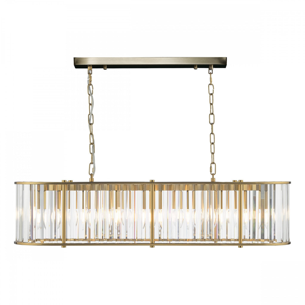 Kiran 7 Light Bar Pendant In Natural Brass With Crystal Glass KIR3435