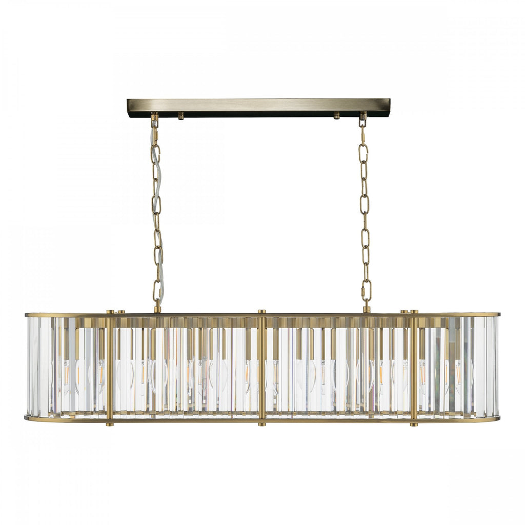 Kiran 7 Light Bar Pendant In Natural Brass With Crystal Glass KIR3435