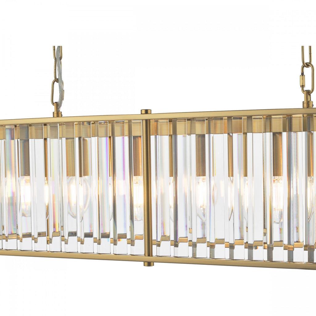 Kiran 7 Light Bar Pendant In Natural Brass With Crystal Glass KIR3435
