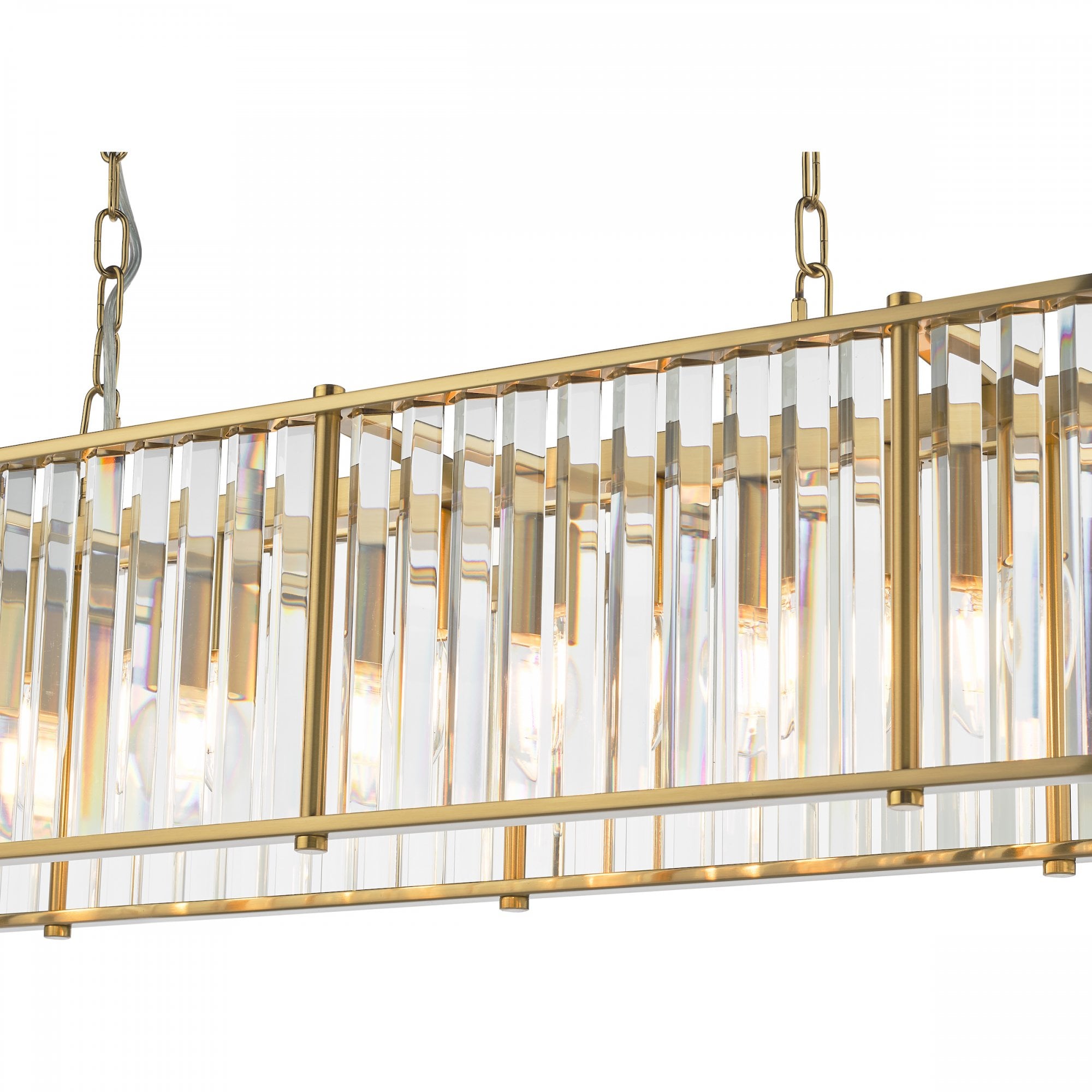 Kiran 7 Light Bar Pendant In Natural Brass With Crystal Glass KIR3435
