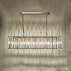 Kiran 7 Light Bar Pendant In Natural Brass With Crystal Glass KIR3435
