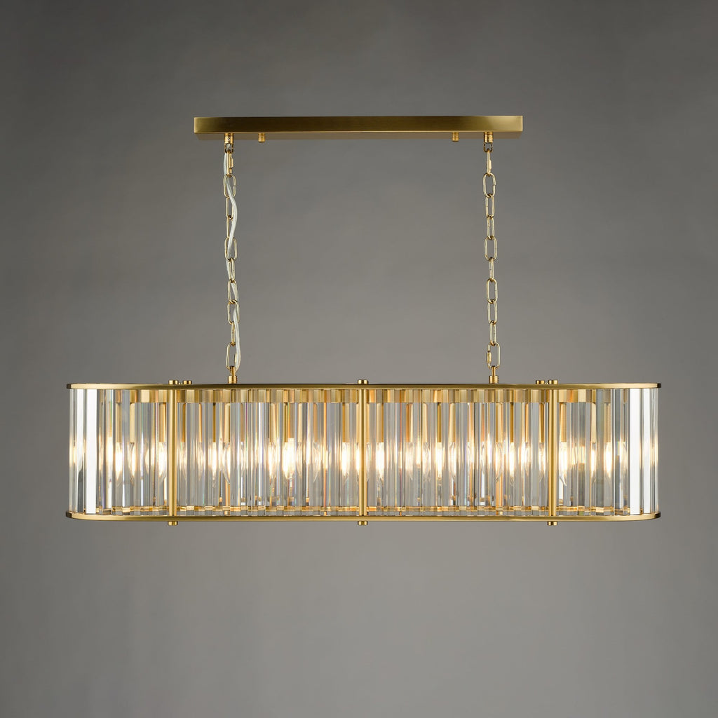 Kiran 7 Light Bar Pendant In Natural Brass With Crystal Glass KIR3435