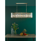 Kiran 7 Light Bar Pendant In Natural Brass With Crystal Glass KIR3435