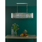 Kiran 7 Light Bar Pendant In Natural Brass With Crystal Glass KIR3435