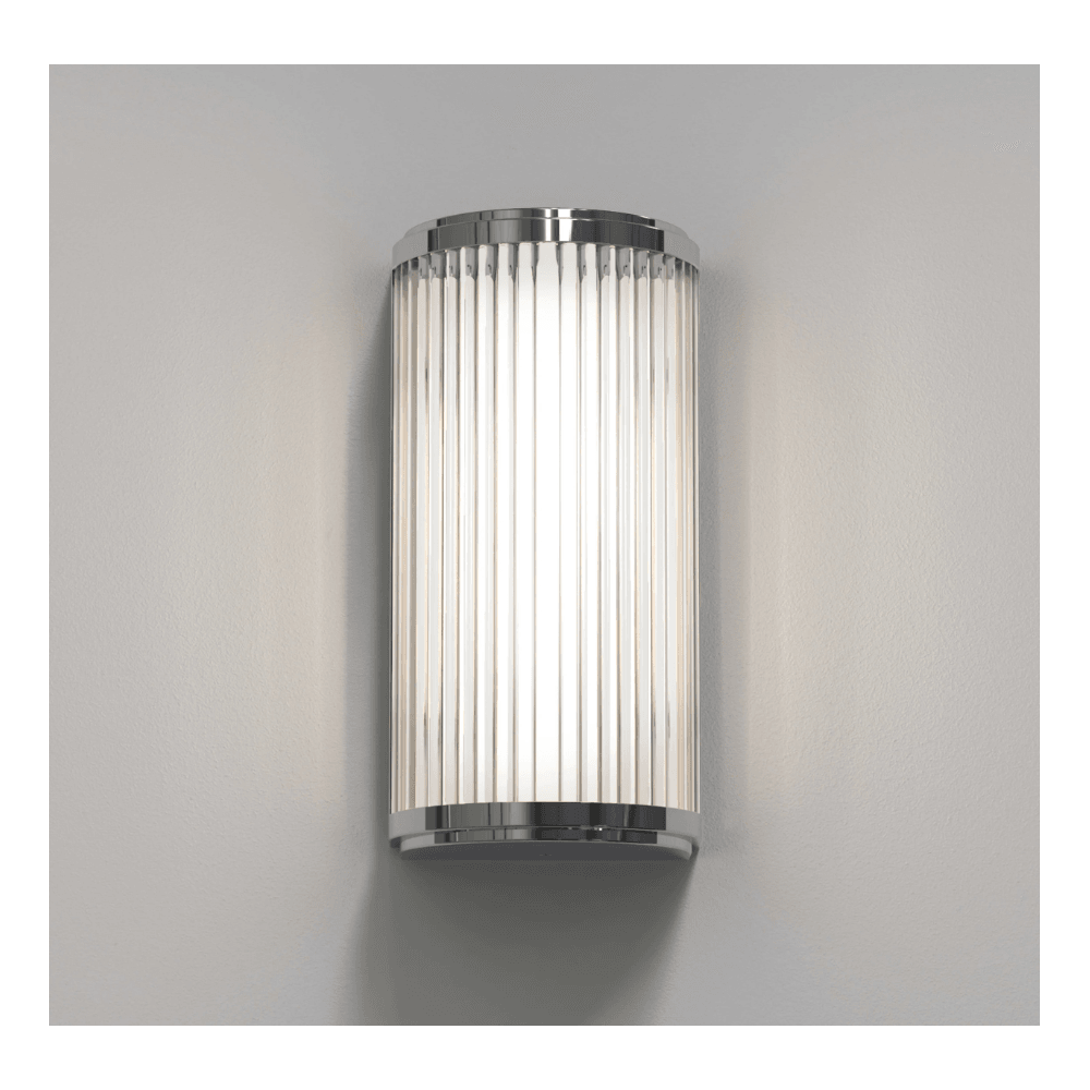 Versallies Bathroom Small Wall Light In Polished Chrome With Glass Shade 1380024