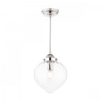 Whitham Single Ceiling Pendant Light In Polished Nickel and Ribbed Glass LA3756588-Q