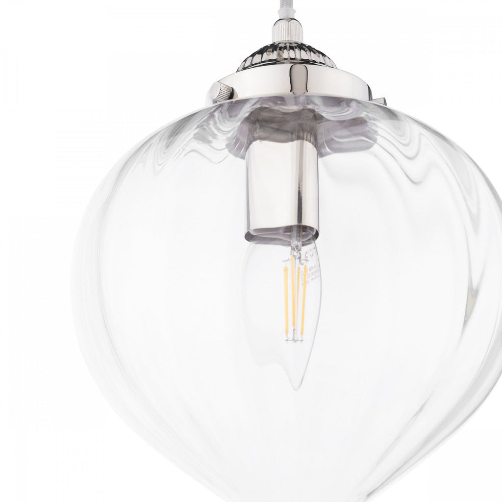 Whitham Single Ceiling Pendant Light In Polished Nickel and Ribbed Glass LA3756588-Q