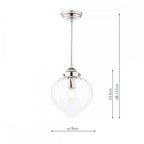 Whitham Single Ceiling Pendant Light In Polished Nickel and Ribbed Glass LA3756588-Q
