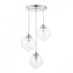 Whitham Cluster Ceiling Pendant Light In Polished Nickel and Ribbed Glass LA3756592-Q