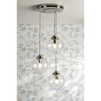 Whitham Cluster Ceiling Pendant Light In Polished Nickel and Ribbed Glass LA3756592-Q