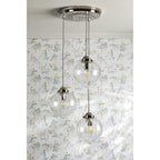 Whitham Cluster Ceiling Pendant Light In Polished Nickel and Ribbed Glass LA3756592-Q