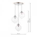 Whitham Cluster Ceiling Pendant Light In Polished Nickel and Ribbed Glass LA3756592-Q