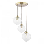Whitham Cluster Ceiling Pendant Light In Antique Brass and Ribbed Glass LA3756397-Q