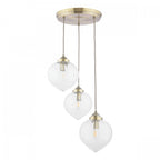 Whitham Cluster Ceiling Pendant Light In Antique Brass and Ribbed Glass LA3756397-Q
