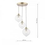 Whitham Cluster Ceiling Pendant Light In Antique Brass and Ribbed Glass LA3756397-Q