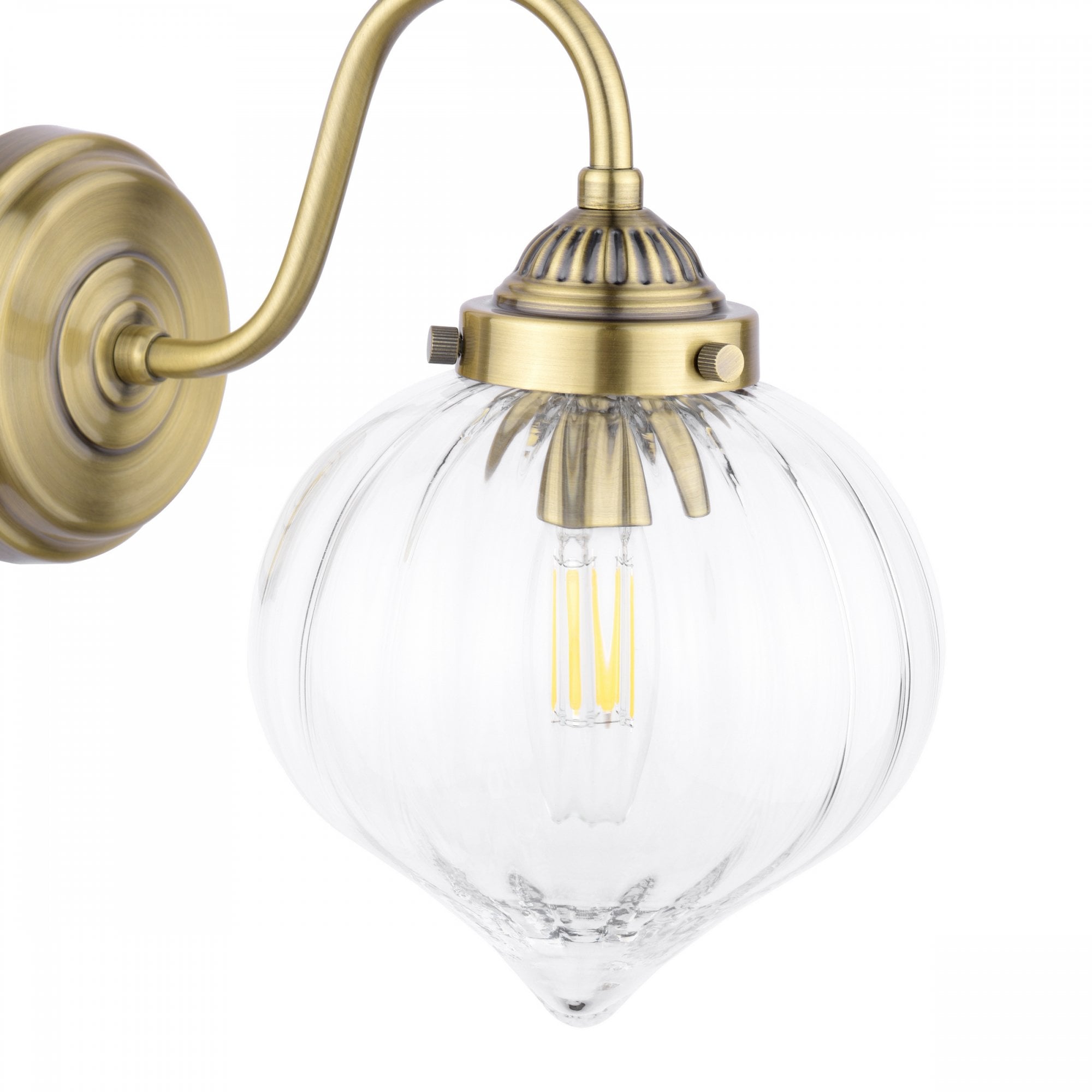 Whitham Wall Light In Antique Brass and Ribbed Glass LA3756485-Q