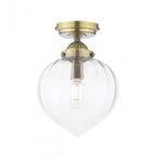 Whitham Semi Flush Ceiling Light In Antique Brass and Ribbed Glass IP44 LA3756597-Q
