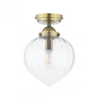 Whitham Semi Flush Ceiling Light In Antique Brass and Ribbed Glass IP44 LA3756597-Q