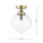 Whitham Semi Flush Ceiling Light In Antique Brass and Ribbed Glass IP44 LA3756597-Q