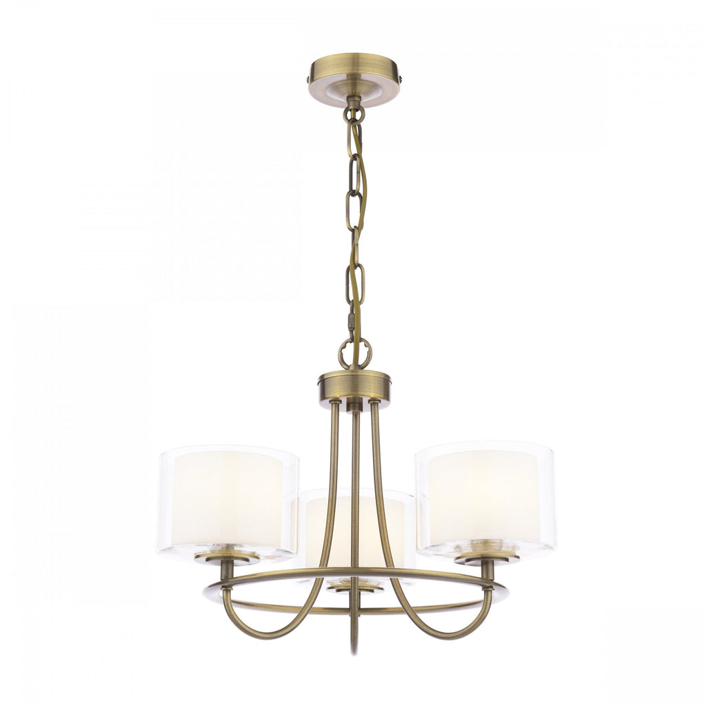 Southwell 3 Light Ceiling Chandelier In Antique Brass With Glass Shades LA3756605-Q