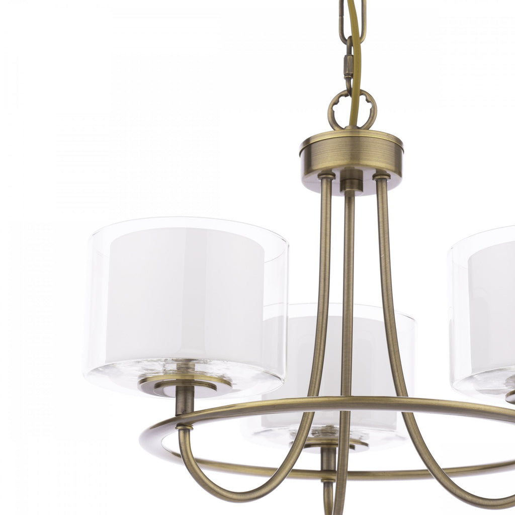 Southwell 3 Light Ceiling Chandelier In Antique Brass With Glass Shades LA3756605-Q