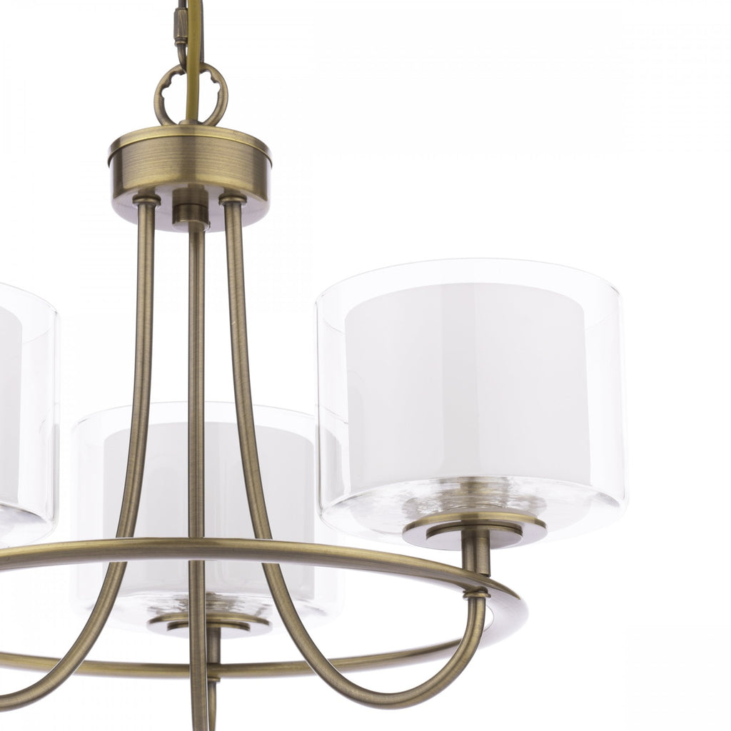 Southwell 3 Light Ceiling Chandelier In Antique Brass With Glass Shades LA3756605-Q