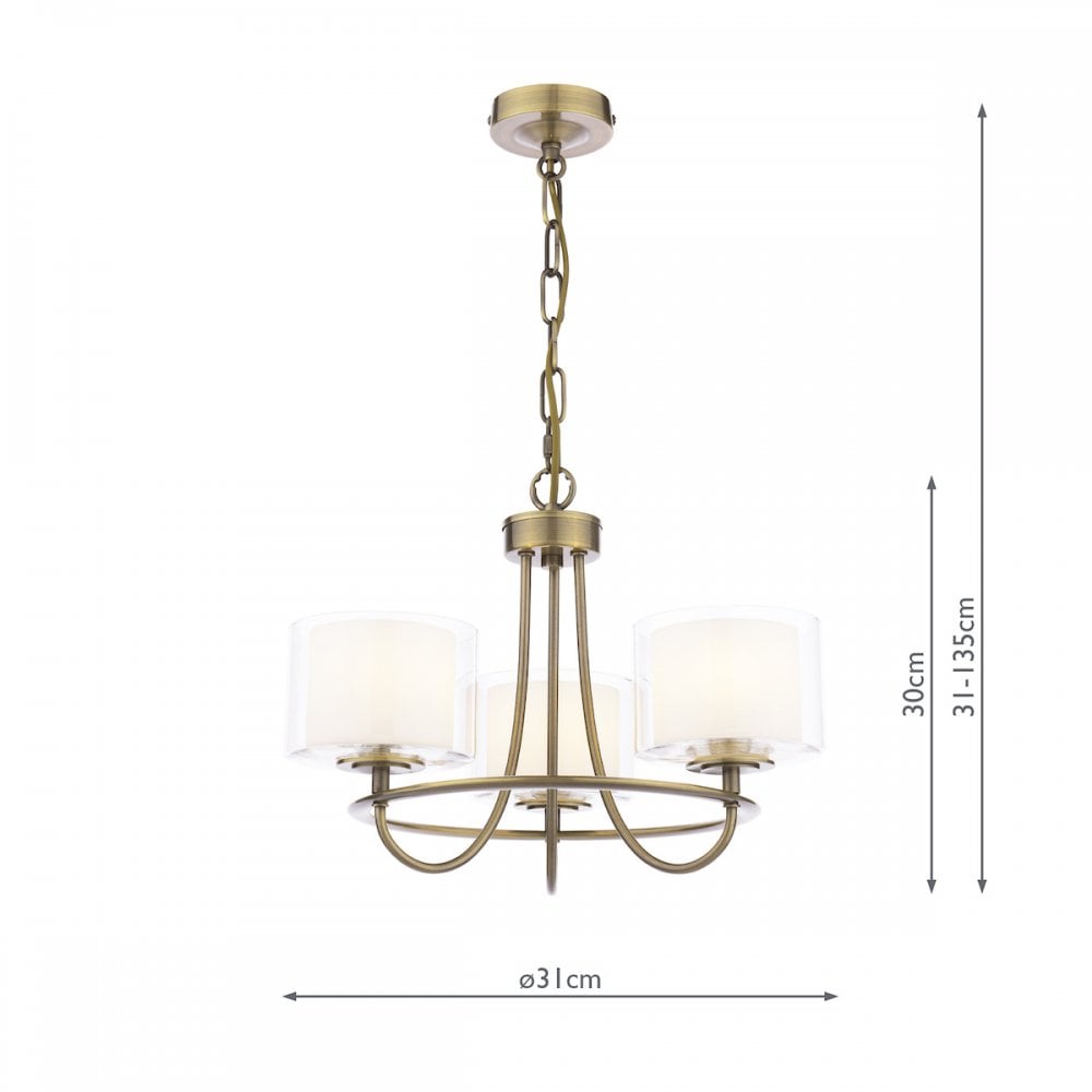 Southwell 3 Light Ceiling Chandelier In Antique Brass With Glass Shades LA3756605-Q