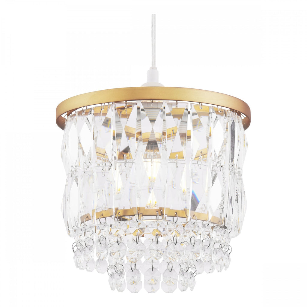 Rhosill Easy Fit Ceiling Light With Faceted Glass In Antique Brass Finish LA3756359-Q