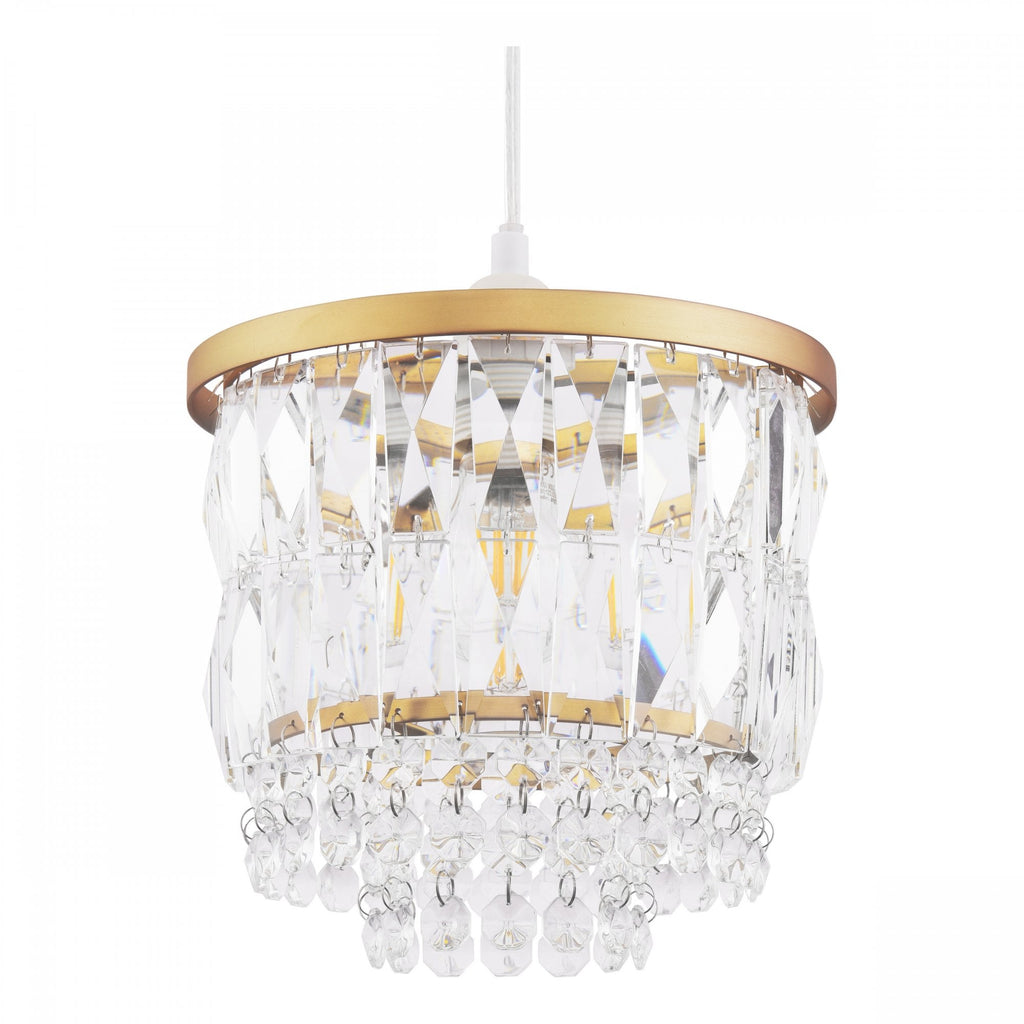 Rhosill Easy Fit Ceiling Light With Faceted Glass In Antique Brass Finish LA3756359-Q