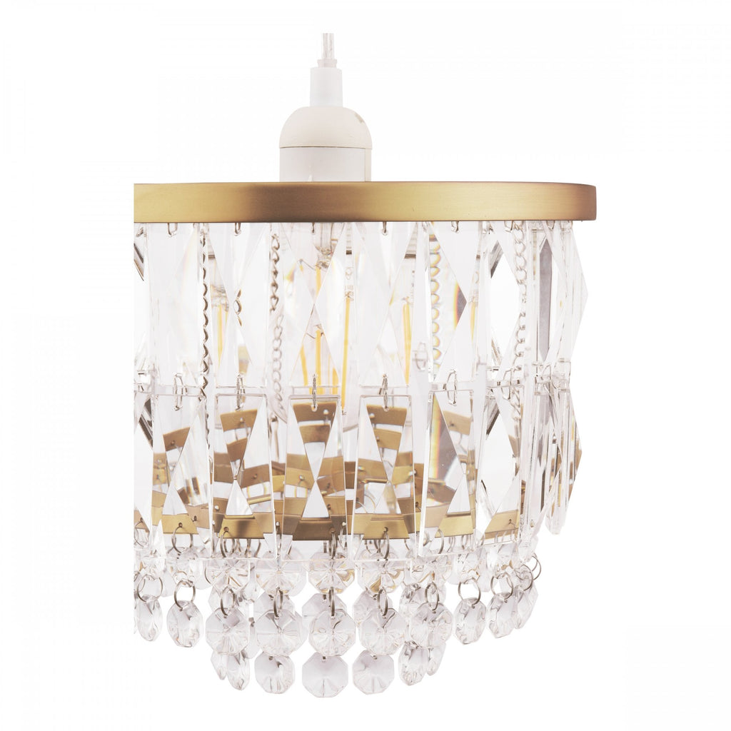 Rhosill Easy Fit Ceiling Light With Faceted Glass In Antique Brass Finish LA3756359-Q